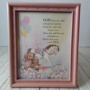 Vintage HomCo Baby Nursery Teddy Bear & Rocking Horse Pastel Picture Frame